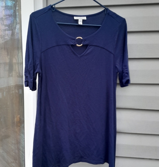Dana Buchman Blue Blouse Medium 3/4 Sleeve - Picture 1 of 4
